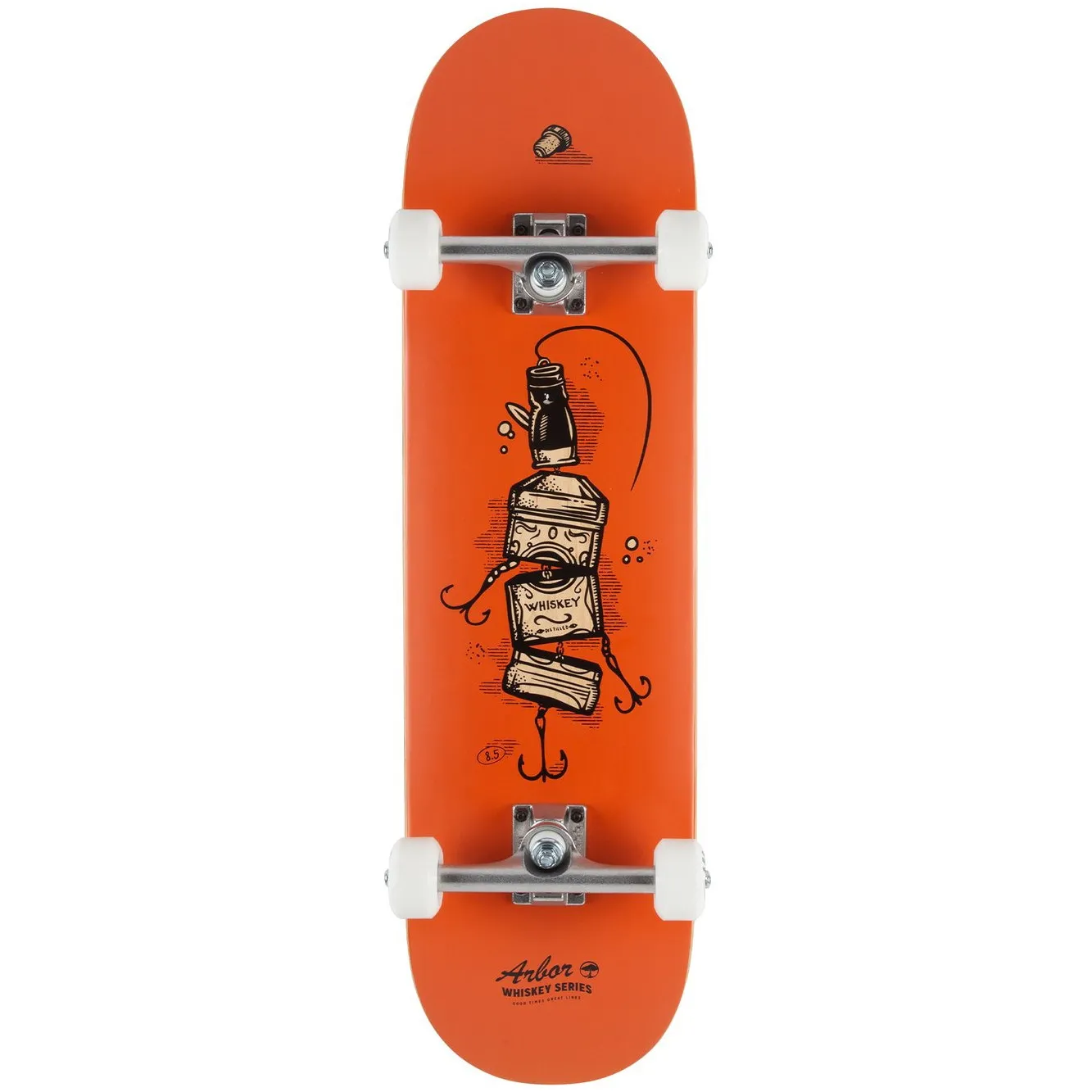 Arbor Street Whiskey Upcycle Complete Skateboard - Red 8.5''