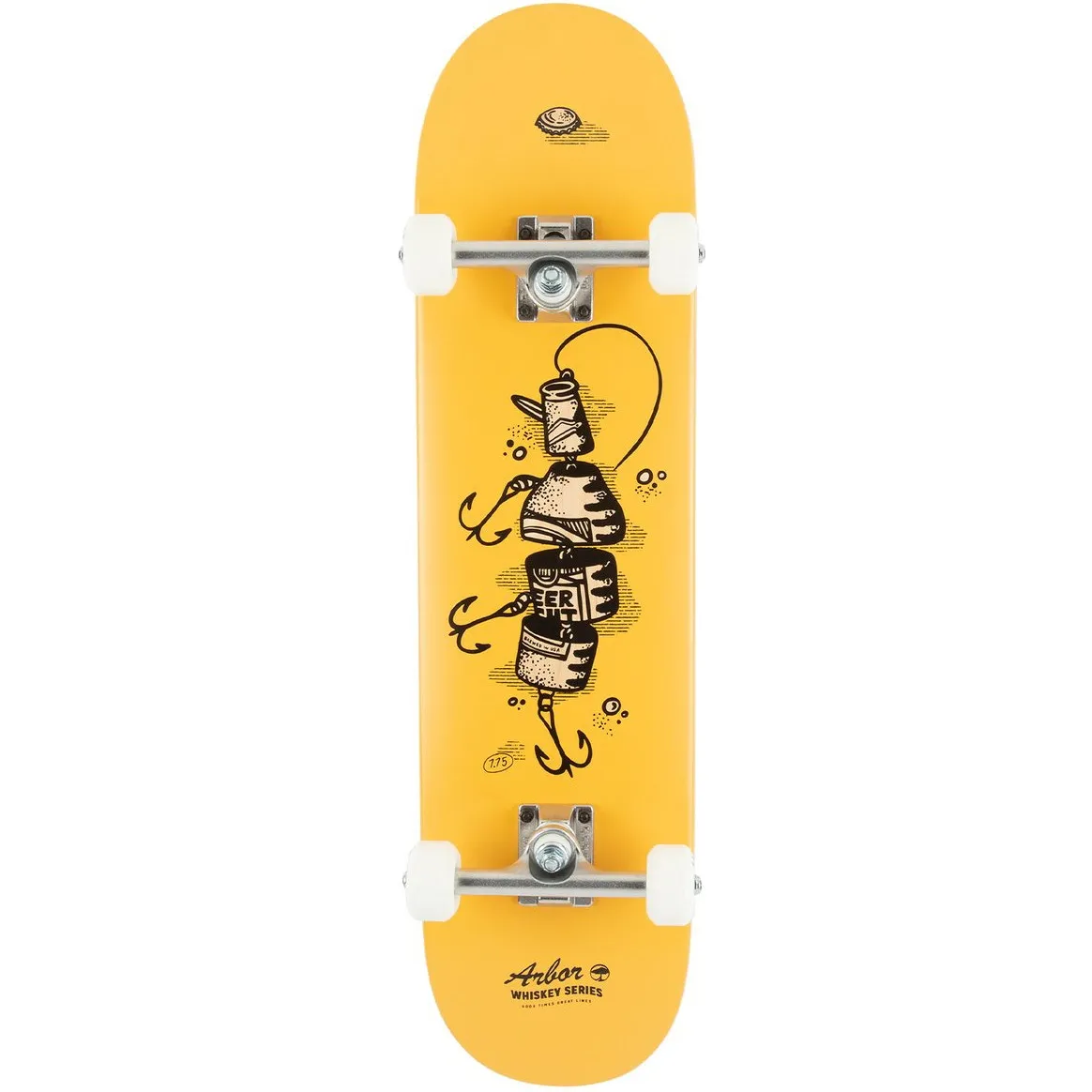 Arbor Street Whiskey Upcycle Complete Skateboard - Yellow 7.75''