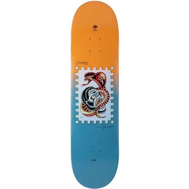 Arbor Street Shuriken Getzlaff Skateboard Deck - Orange/Blue 8''