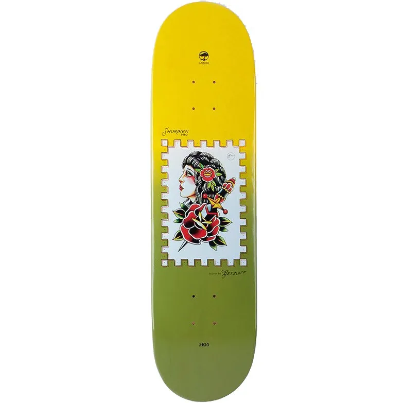 Arbor Street Shuriken Getzlaff Skateboard Deck - Yellow/Green 8.5''