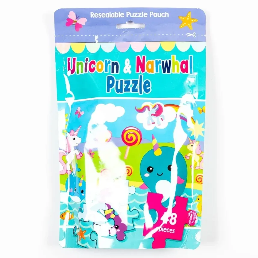 Puzzle in a Bag - Unicorn & Narwhal 48 Piece Jigsaw Puzzle