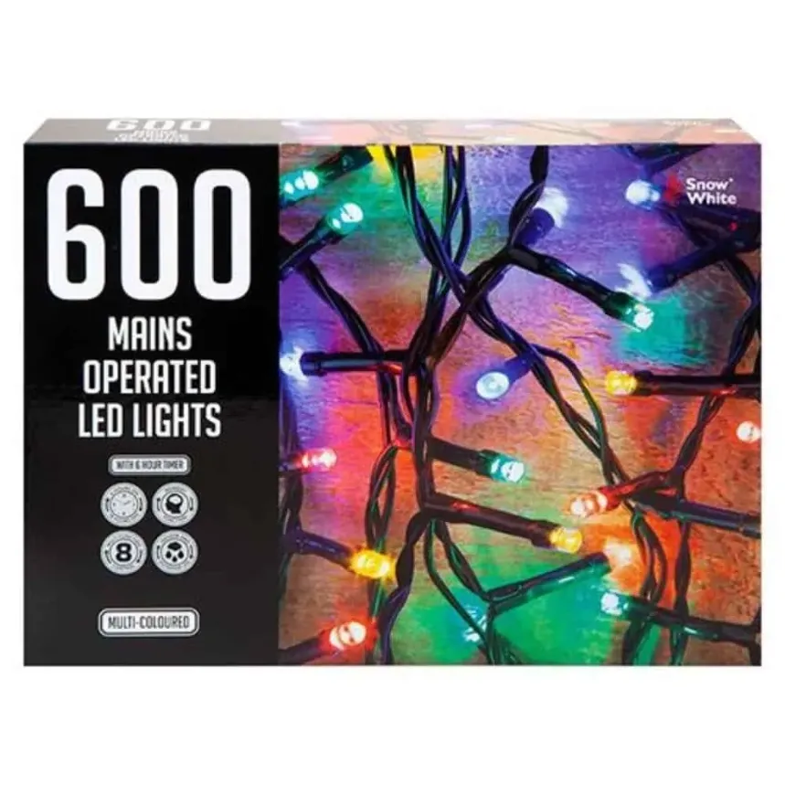 600 Multi-Colour LED Christmas Fairy String Chaser Lights