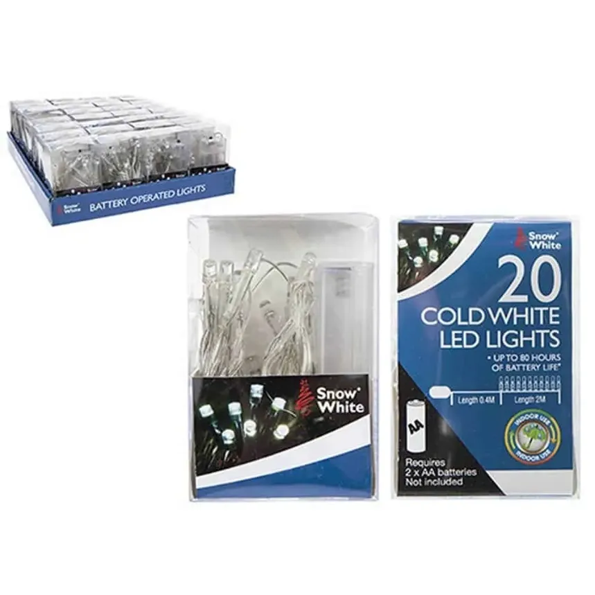 20 LED Battery Operated Lights String Fairy Lights - Cold White