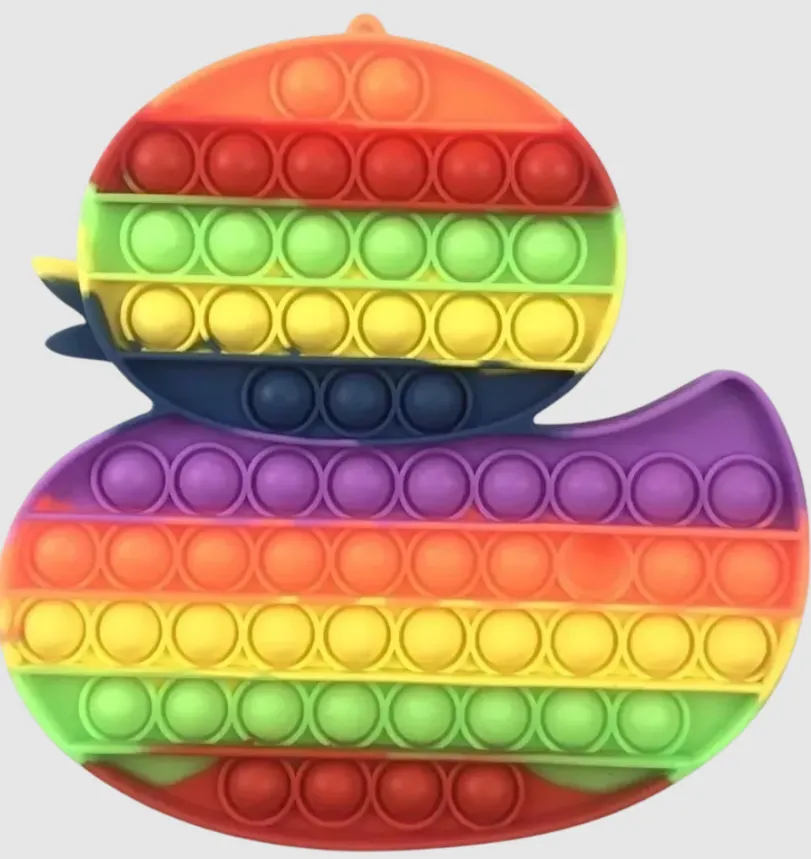 Duck Shape 20cm Rainbow Poppit Pop Push Fidget Toy