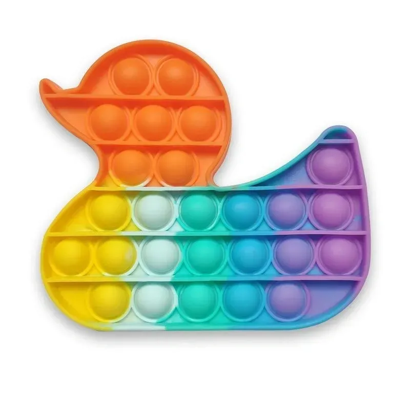 Duck Shape 15cm Rainbow Poppit Pop Push Fidget Toy