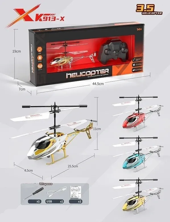 Remote Control Mini Helicopter 3.5CH with Gyro Altitude Hold Aircraft USB Rechargeable with LED Light - Available in 3 Colours