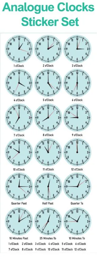 Analogue Clocks Sticker Set