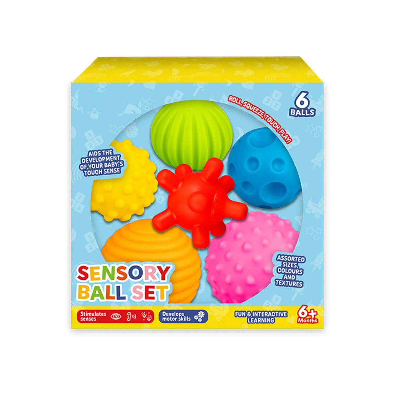 6PCS Vibrant Colourful Sensory Balls Set Toddler Sensory Toys – Baby Soft Balls in Different Sizes Colours Textures Balls for Babies – Baby Sensory Balls for Toddlers Educational Toy