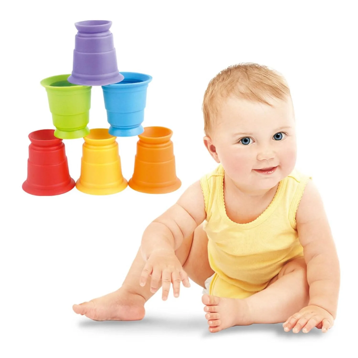 6PCS Soft Colourful Stacking Cups Toy for Babies Toddlers – Nesting Cups Early Learning Educational 6 Months Baby Toys – Baby Stacking Cups Bath Toys Stacker Toy