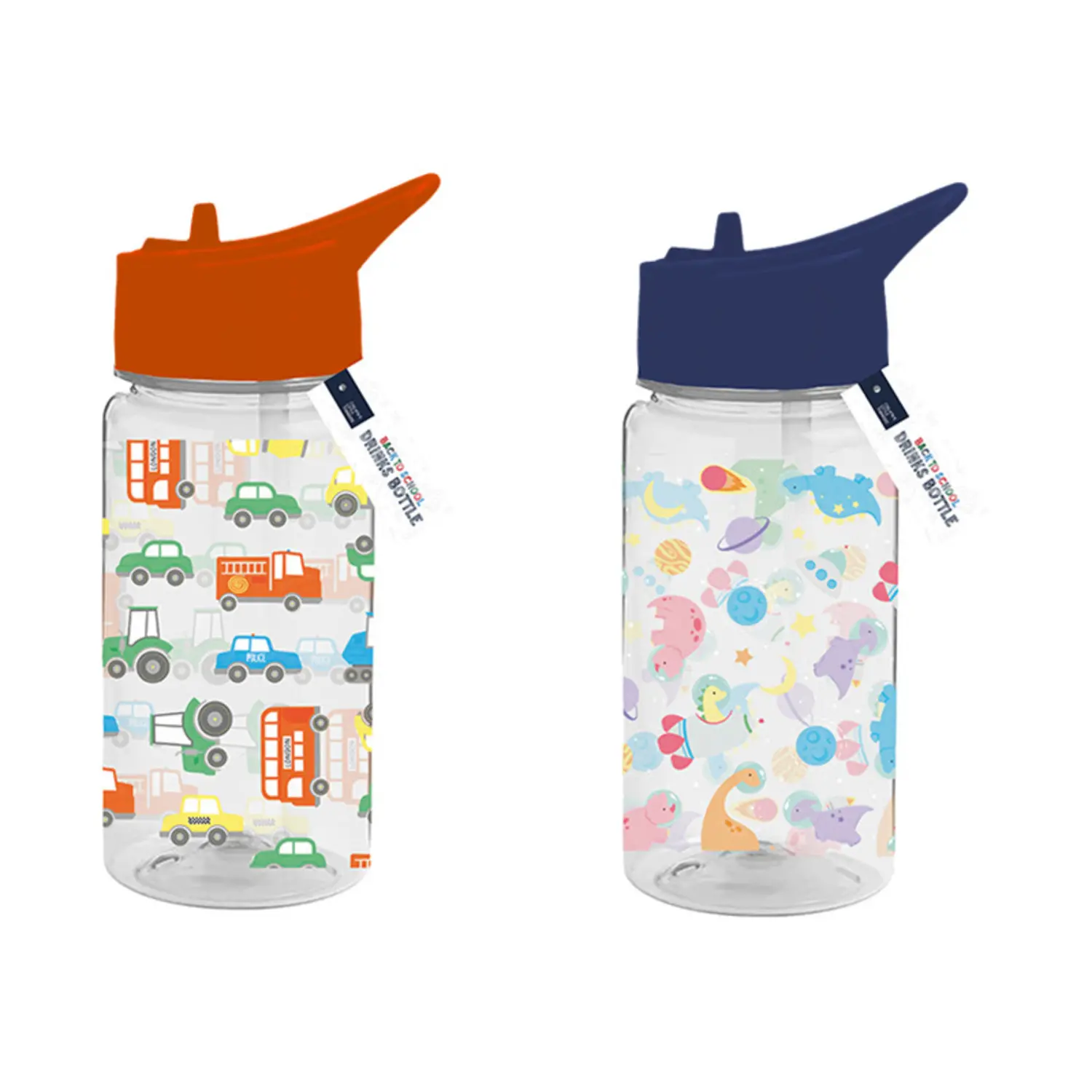 400ML Printed Drinking Bottle with Plastic Straw and Screw Lid with Handle for Kids – Travel Children Toddler Water Bottle with Straw
