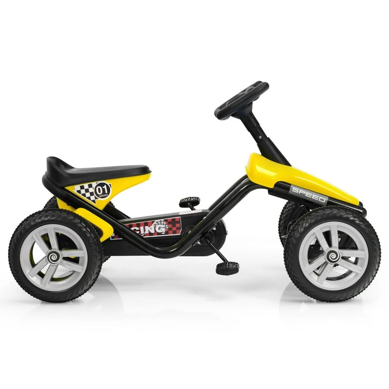 Childs Yellow Rear Wheel Drive Pedal Power Go Kart for Age 3-8 Years