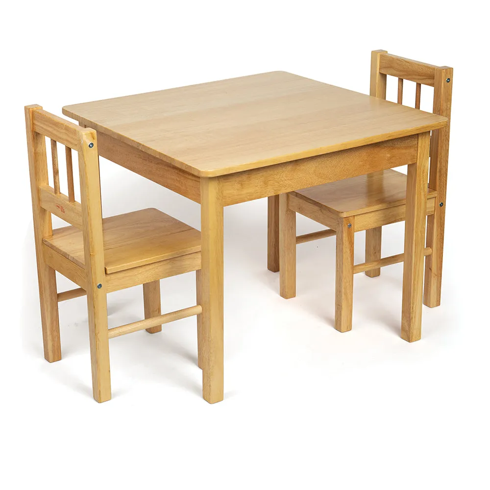 Childrens Wooden Table & Two Chairs