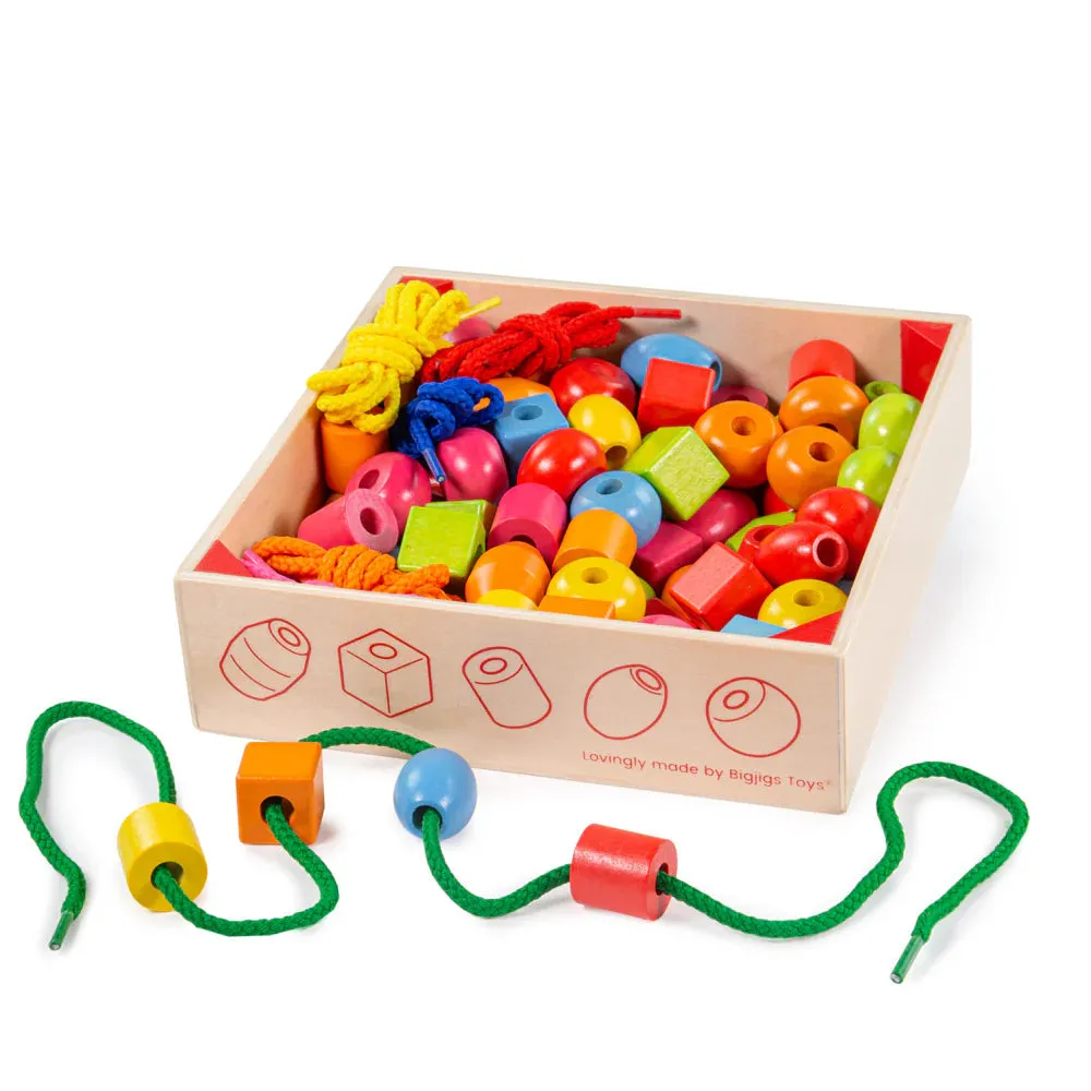 Crate of Lacing Beads - 90 Wooden Fine Motor Beads