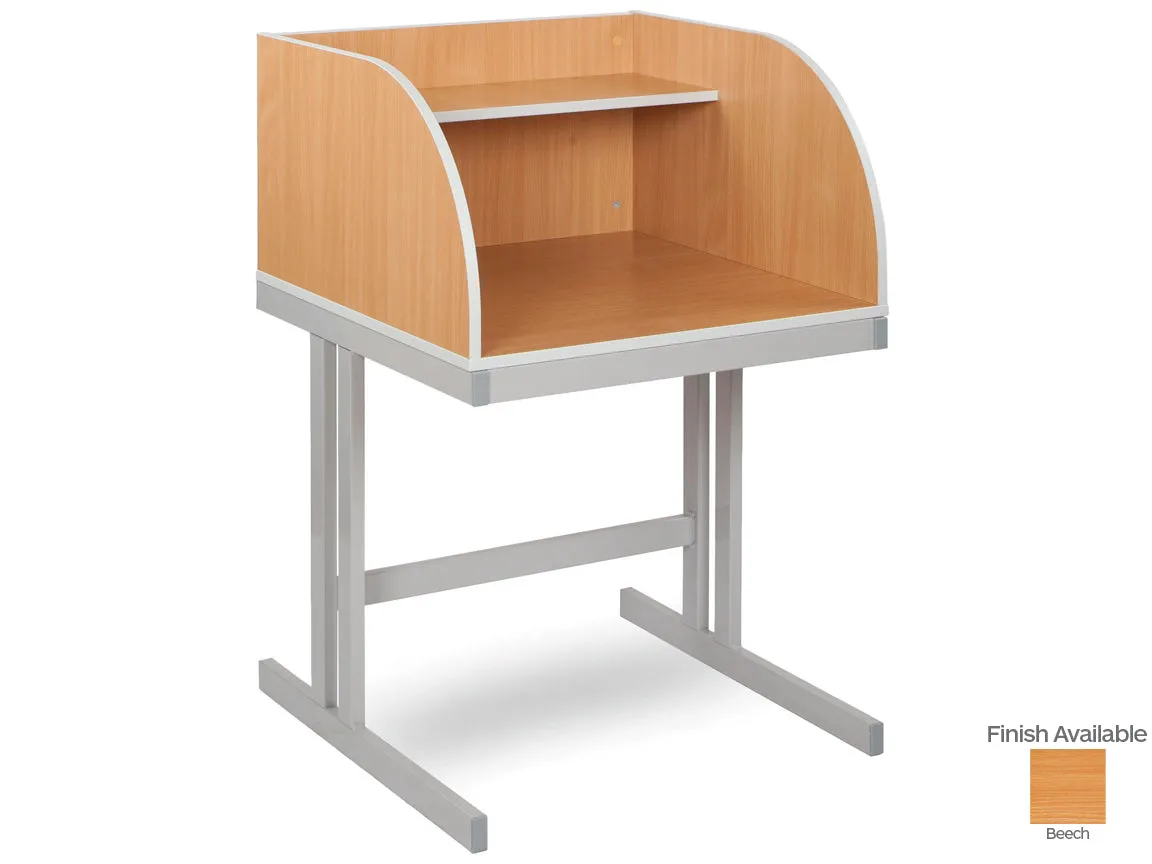 Curved Study Carrel Desk with Cantilever Legs