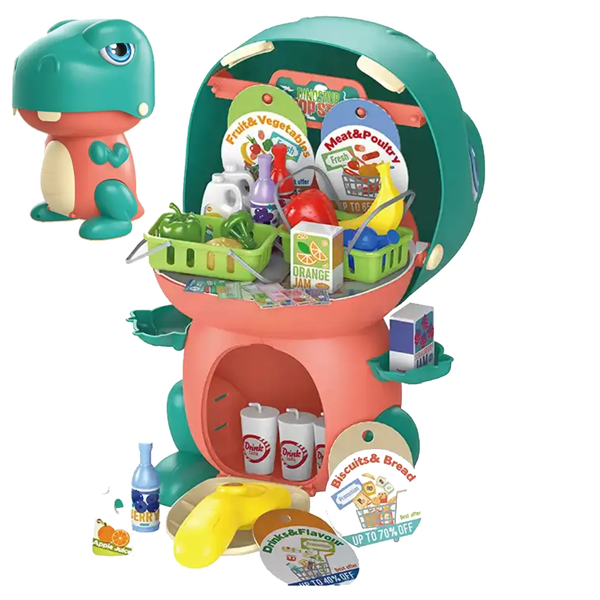 Dinosaur 2 In 1 Playset -Shop Store 43 Pieces