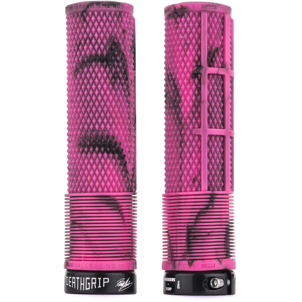 DMR Brendog DeathGrip Thick Flangeless Mountain Bike Grips - Marble Pink