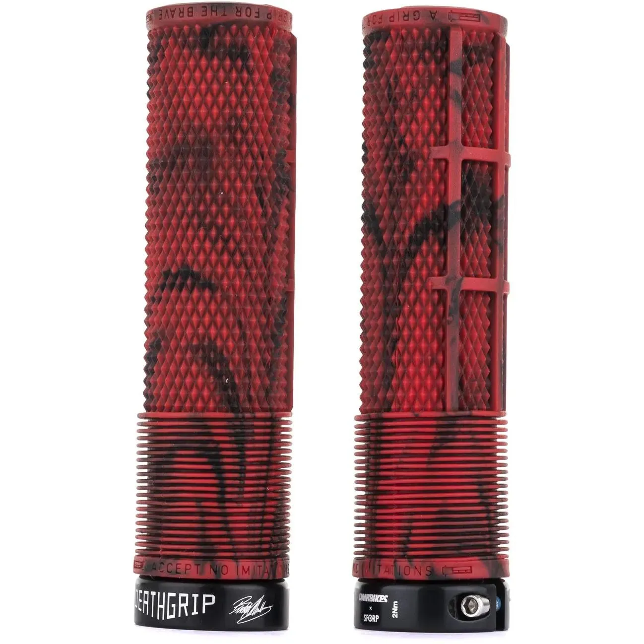 DMR Brendog DeathGrip Thick Flangeless Mountain Bike Grips - Marble Red