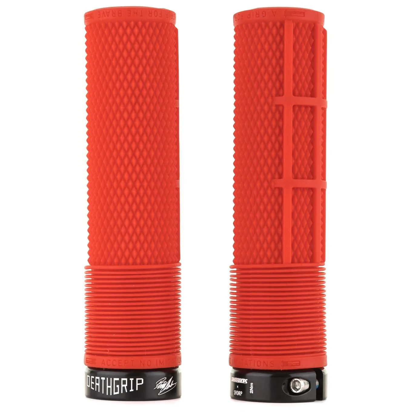 DMR Brendog DeathGrip Thick Flangeless Mountain Bike Grips - Red