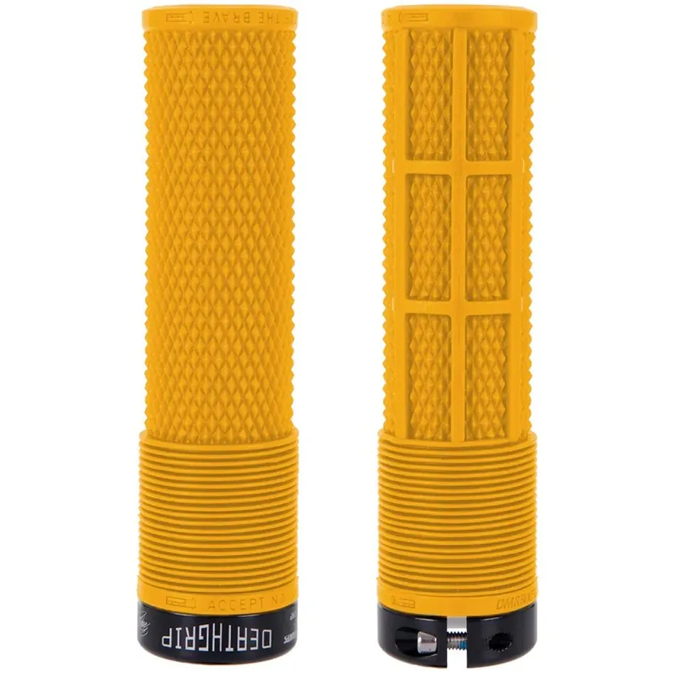 DMR Brendog DeathGrip Thick Flangeless Mountain Bike Grips - Gul Yellow