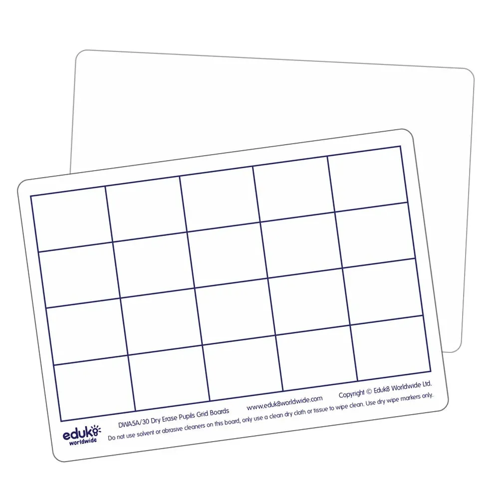 Dry Erase Pupils Grid Boards A5 Pack of 30