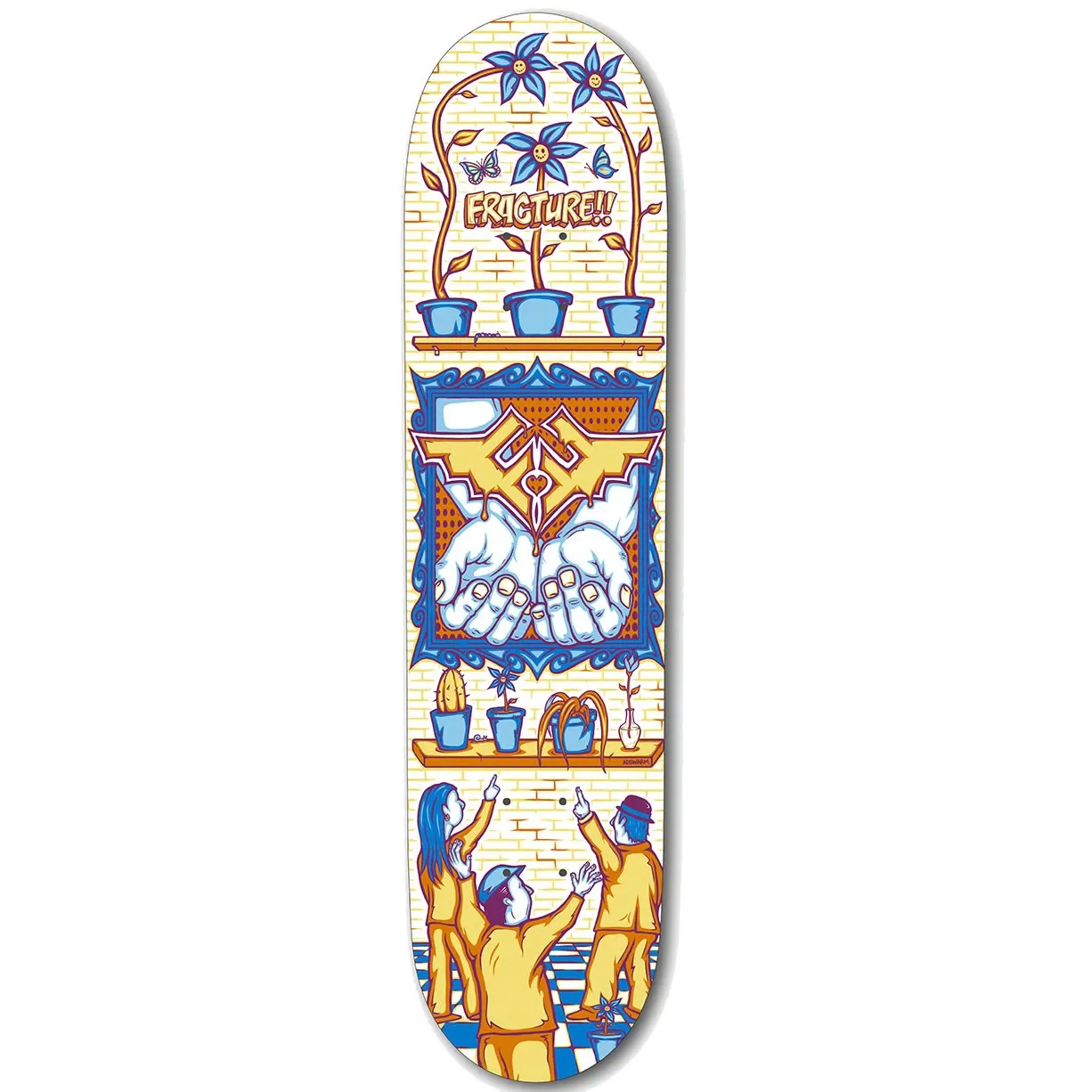 Fracture Adswarm Skateboard Deck - Yellow/Blue 7.75''