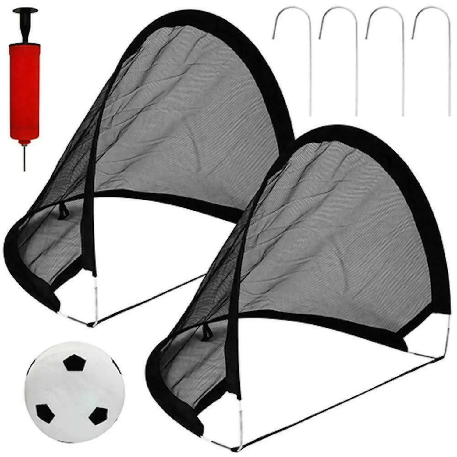 8PCS Portable Pop-up Football Goal Soccer Goal Set with Pegs Football and Pump in Handy Carrying Storage Bag Outdoor Garden Play Sports Training Practice Toy for Kids