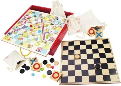 Wooden Games Compendium: Snakes & Ladders, Draughts & More