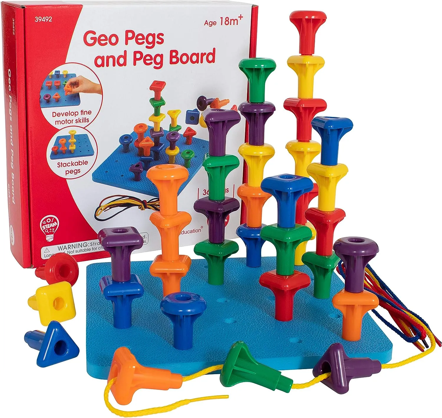 Geo Giant Pegs and Peg board set for Fine Motor, Counting and Sorting Skills