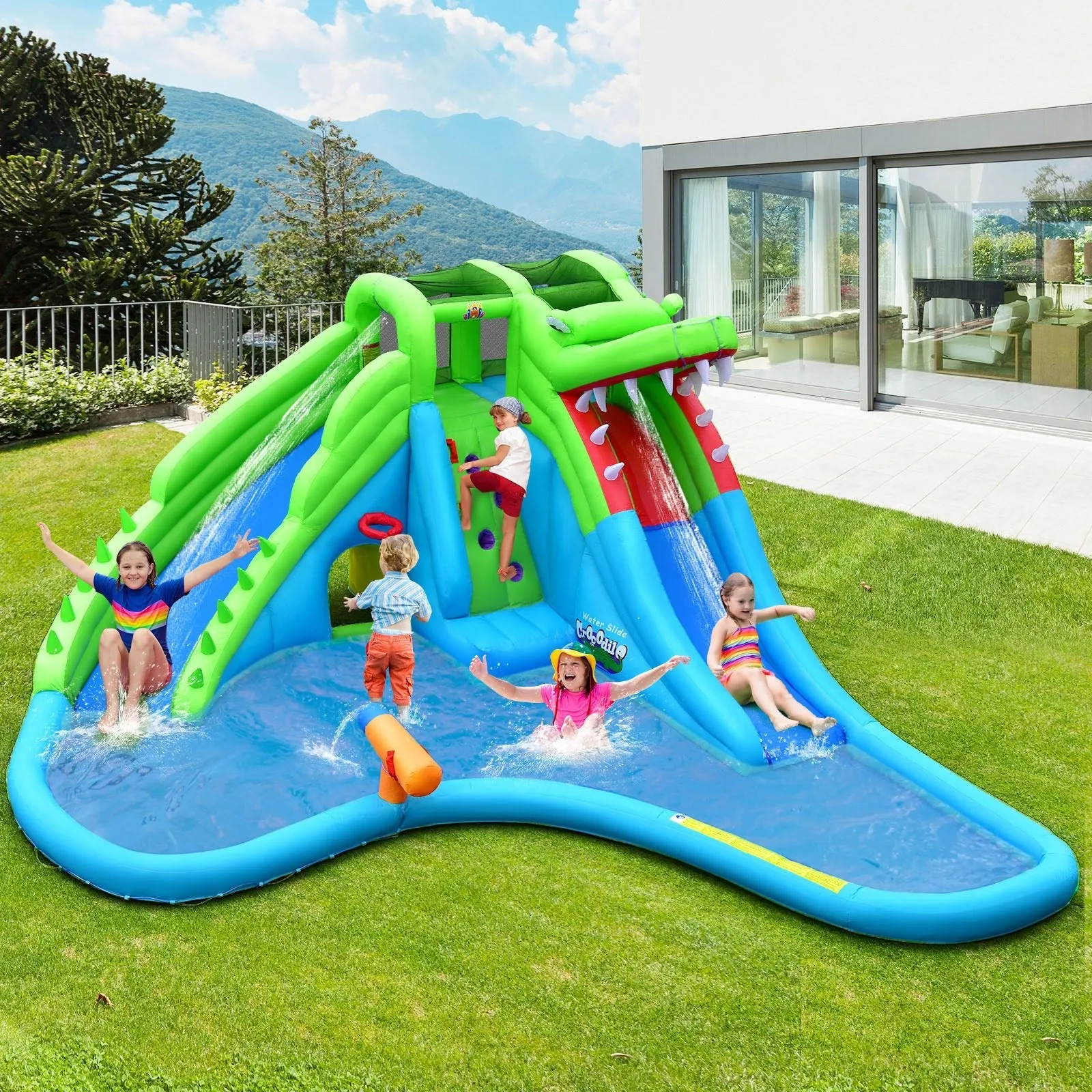Giant 7 In 1 Inflatable Water Slide & Air Blower
