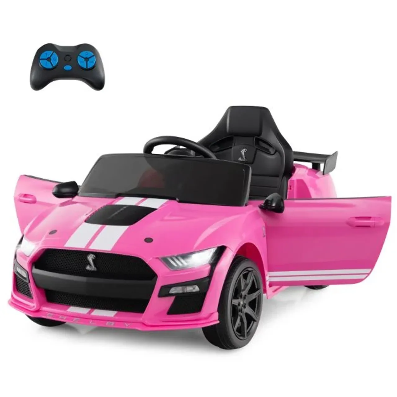 Girls Pink Official 12v Ford Mustang GT Cobra Kids Electric Car