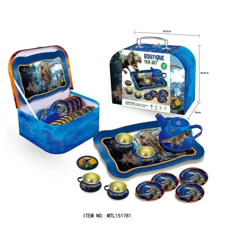 Dinosaur Themed Metal Boutique Tea Set - 15 Pieces