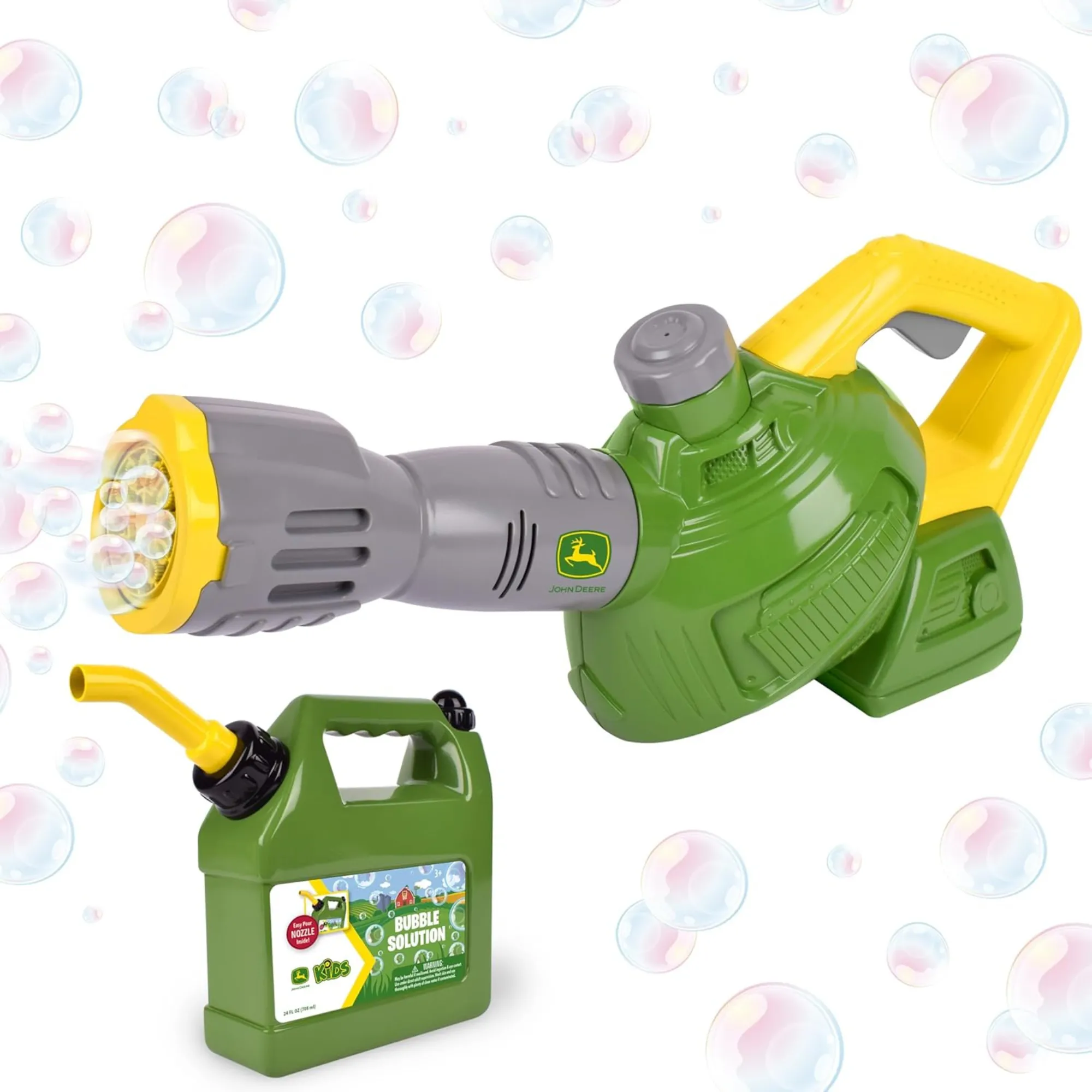 John Deere Bubble Leaf Blower Toy & Refill Can