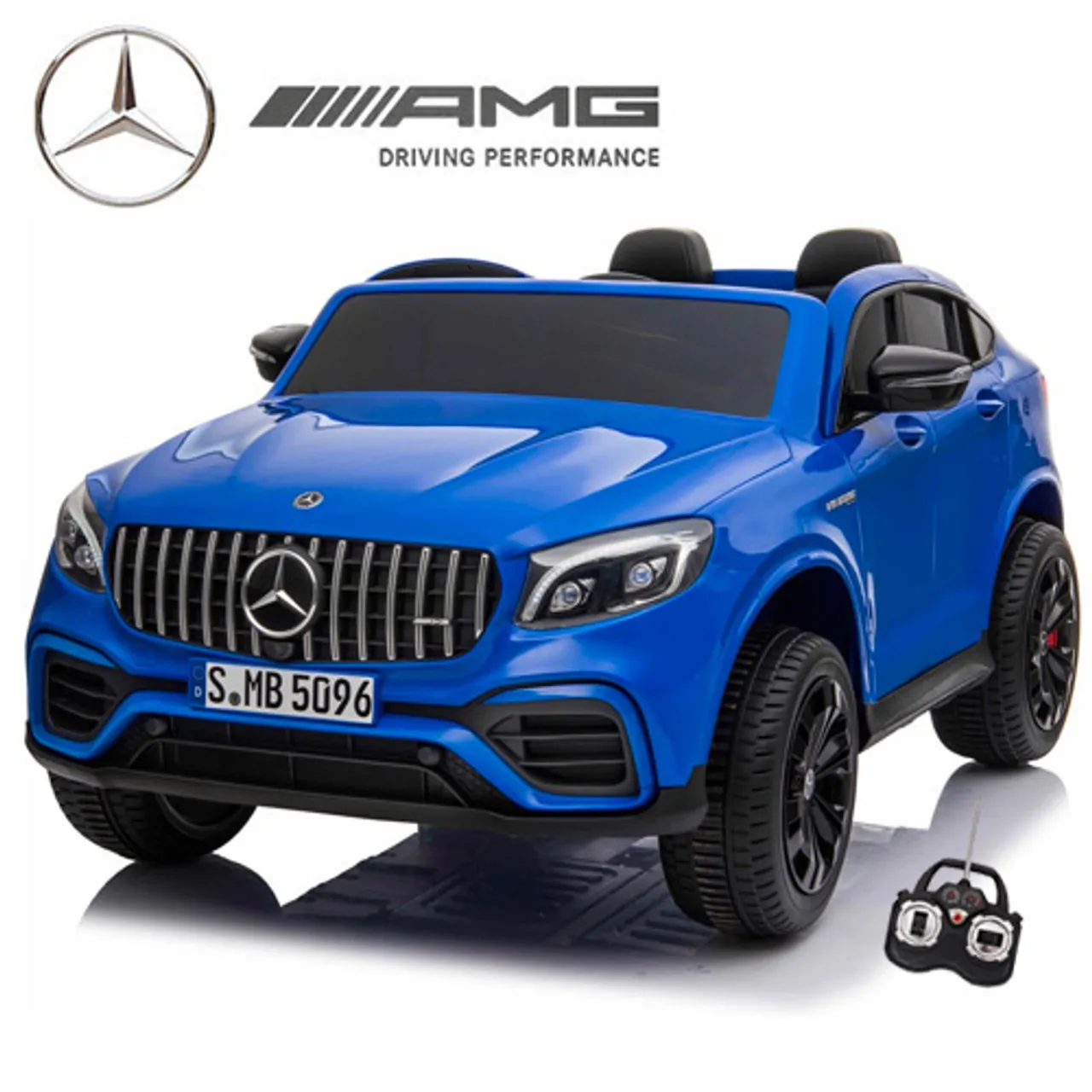 Kids Two Seater 4WD GLC Mercedes Blue 24v Kids EVA SUV