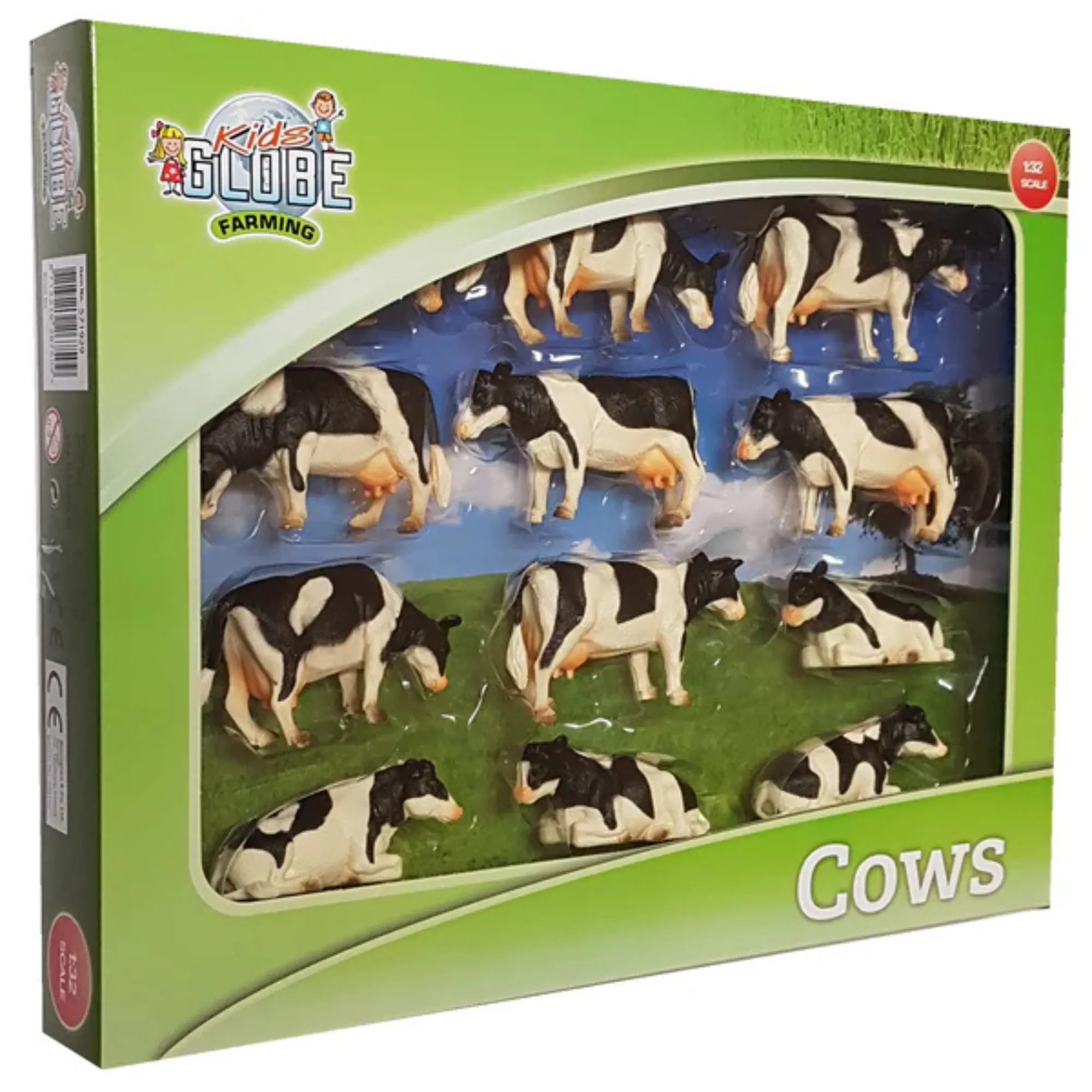 Set of 12 Black & White Cows