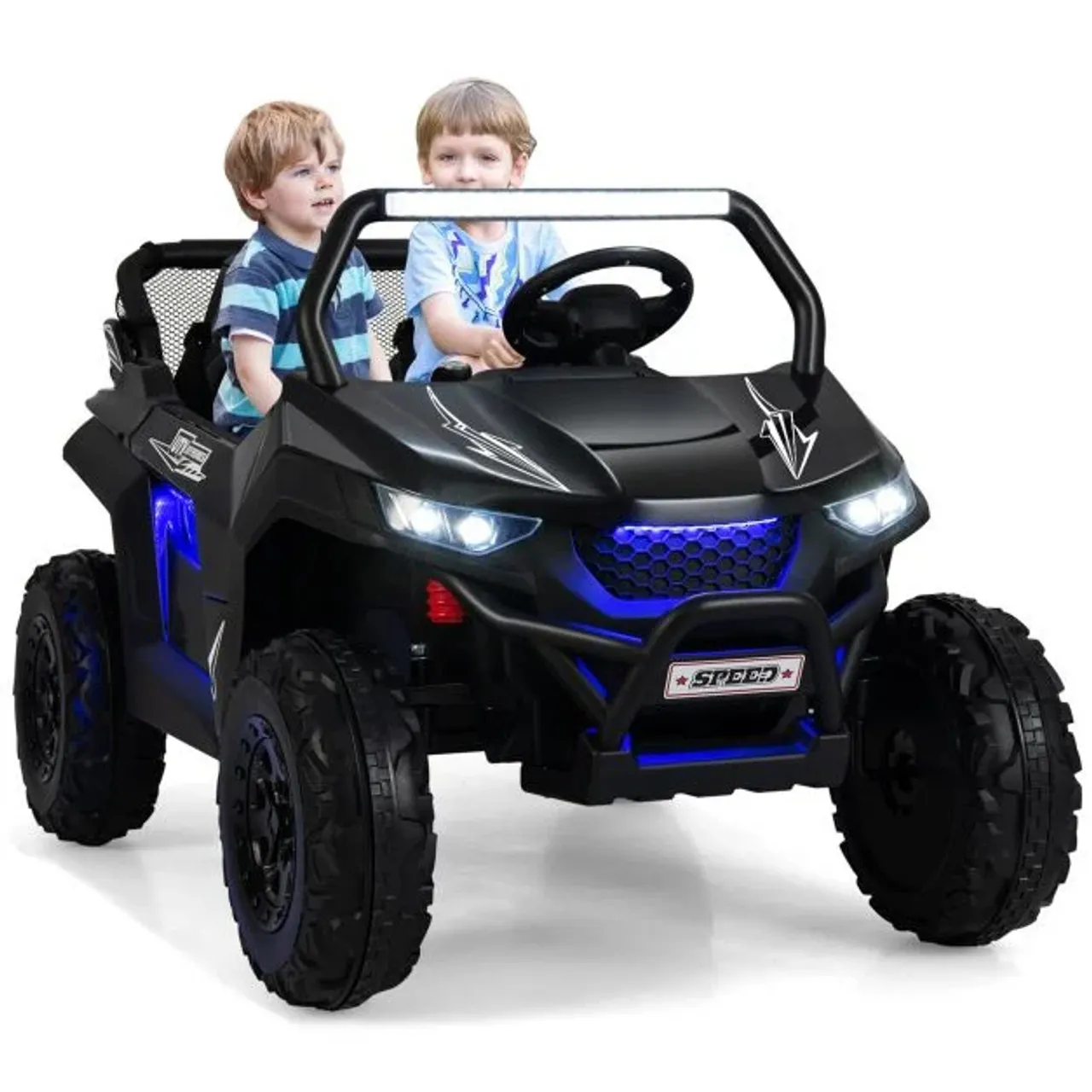 Kids Black Thunder ATV 2-Seat 12V Battery Ride-On Car & Remote