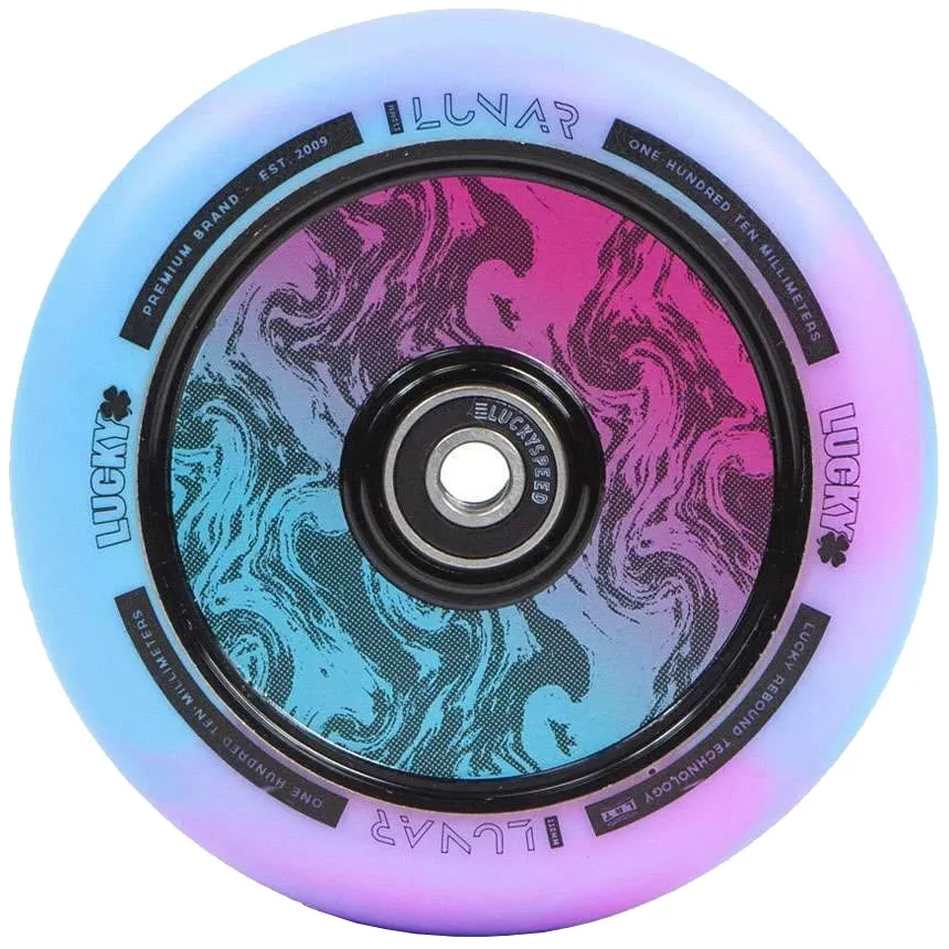 Lucky Lunar Hollow Core 110mm Scooter Wheel - Rush Pink/Blue Swirl