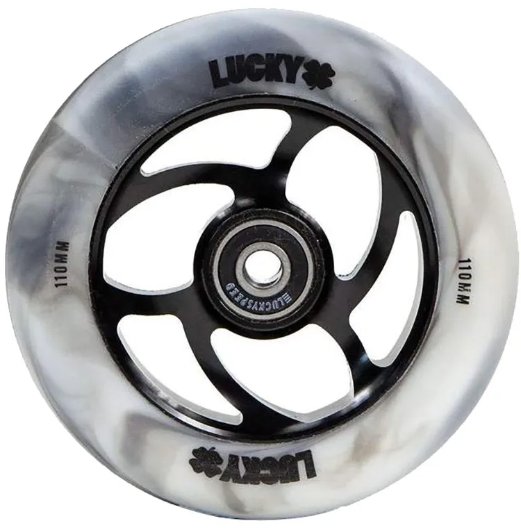 Lucky Torsion 110mm Scooter Wheel - Black/White Swirl