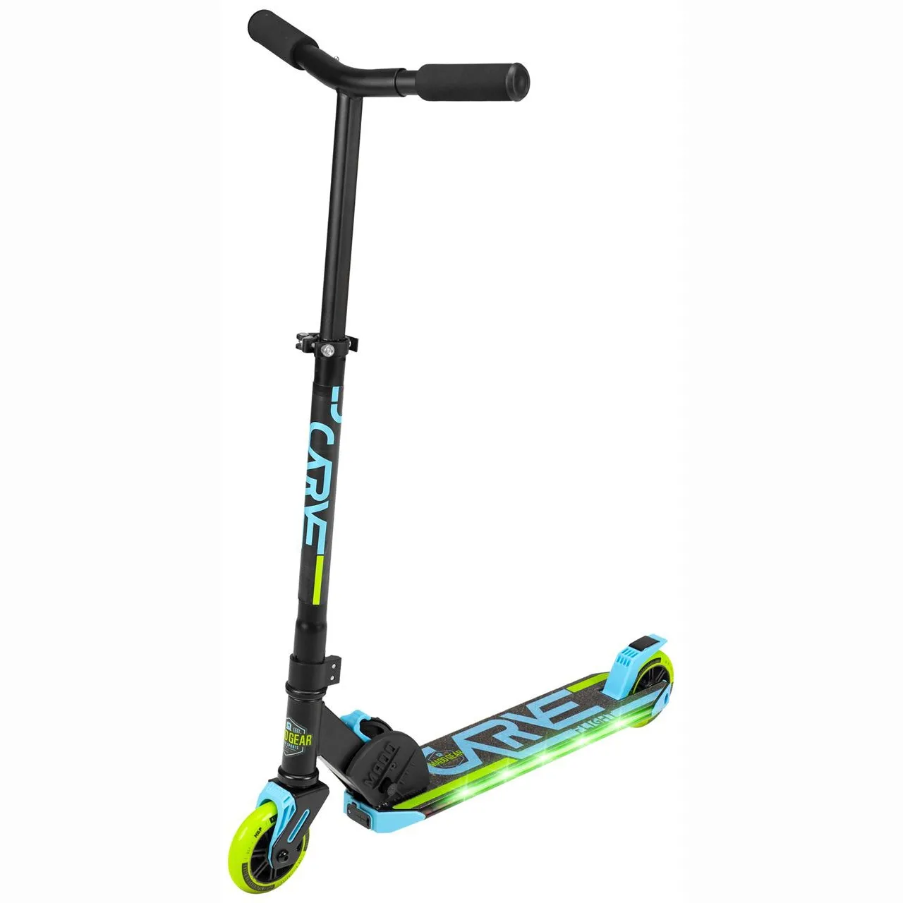 Madd Gear Carve Flight Light Up Folding Scooter - Blue/Lime