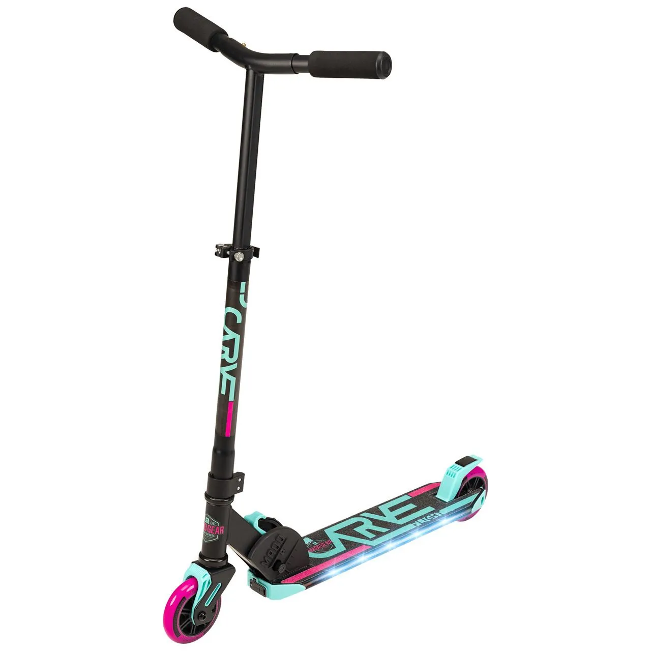 Madd Gear Carve Flight Light Up Folding Scooter - Teal/Pink