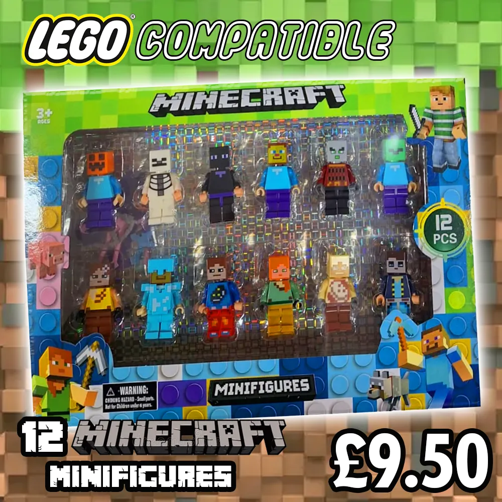 Minecraft Style Mini Figures Building Blocks Accessories 12 Pack