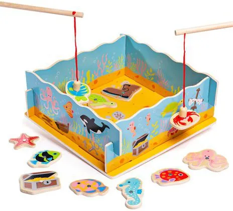 Magnetic Wooden Fishing Game with Base