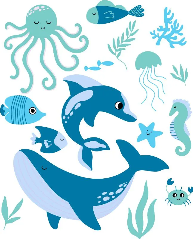 Marine Animals Set fish sticker