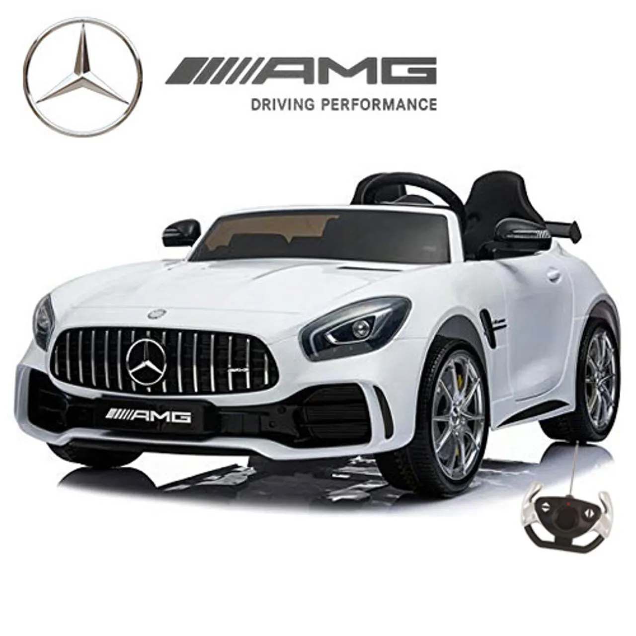 Kids Elite Spec 24v Mercedes GTR Large White 2 Seat Super Car