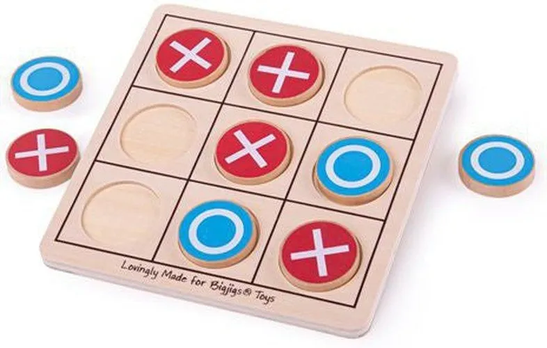 Wooden Noughts and Crosses Game – Classic Tic Tac Toe Set