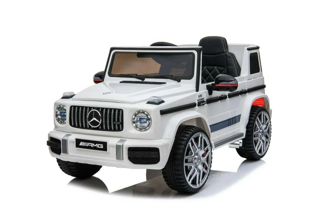 Official 12v Kids White Mercedes G63 V8 Ride On Electric G-wagon