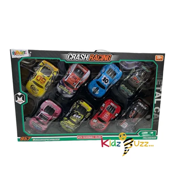 8Pcs Crash Racing Cars- Pull Back Cars Set