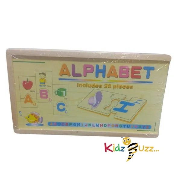 Wooden Alphabet Toy -Wood Alphabets With Objects Puzzle For Kids