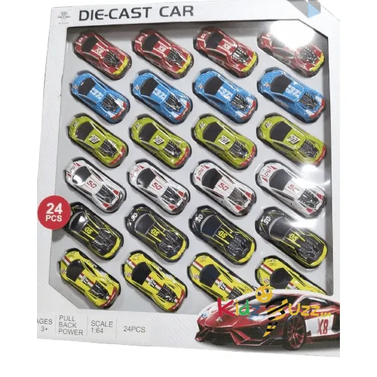 24pcs Plastic Toy Car Set – Mini Pull-Back Vehicles for Kids
