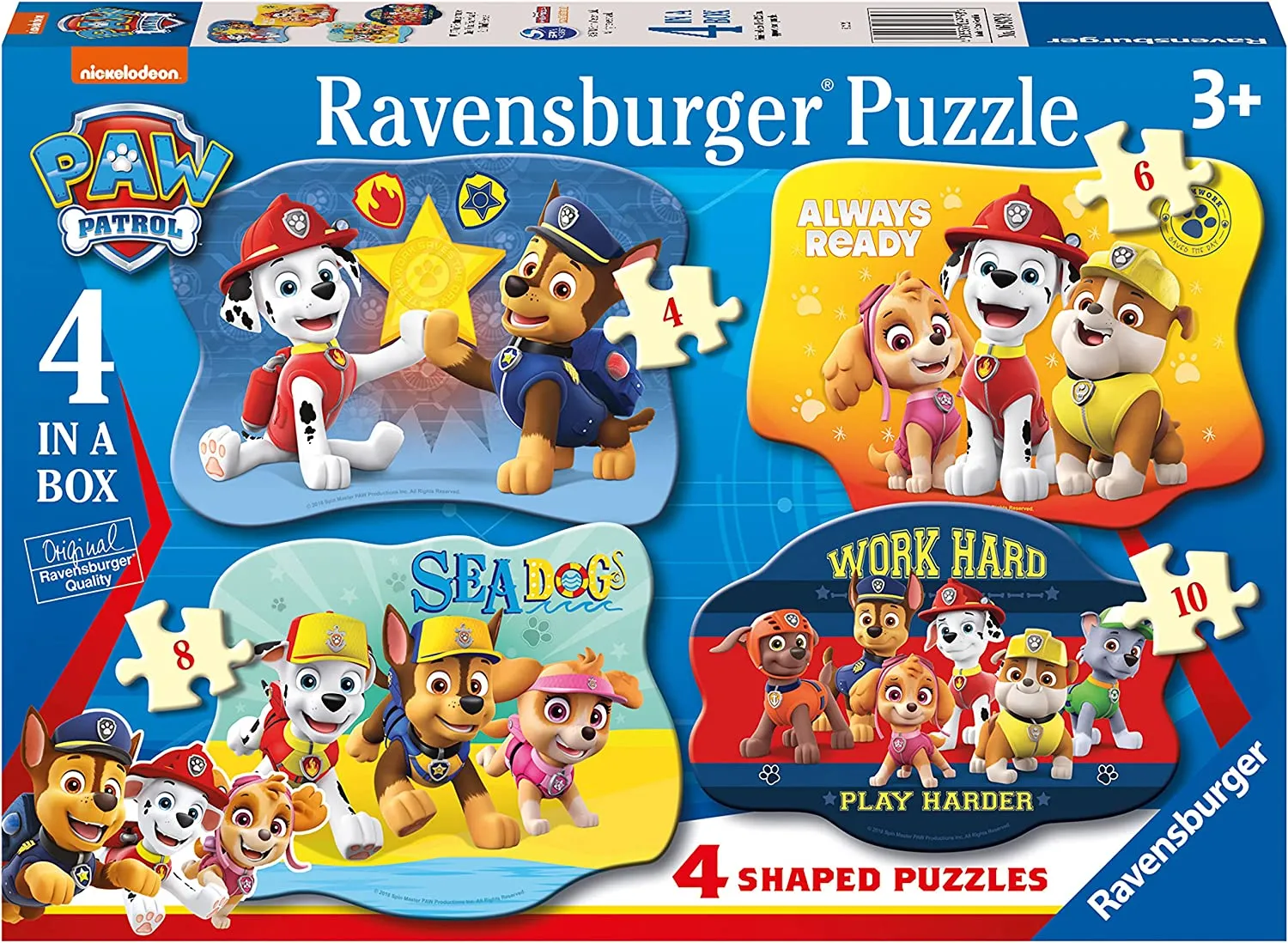 Paw Patrol 4 in a Box Shaped Puzzles (4, 6, 8, 10 Pieces) Jigsaw Puzzle