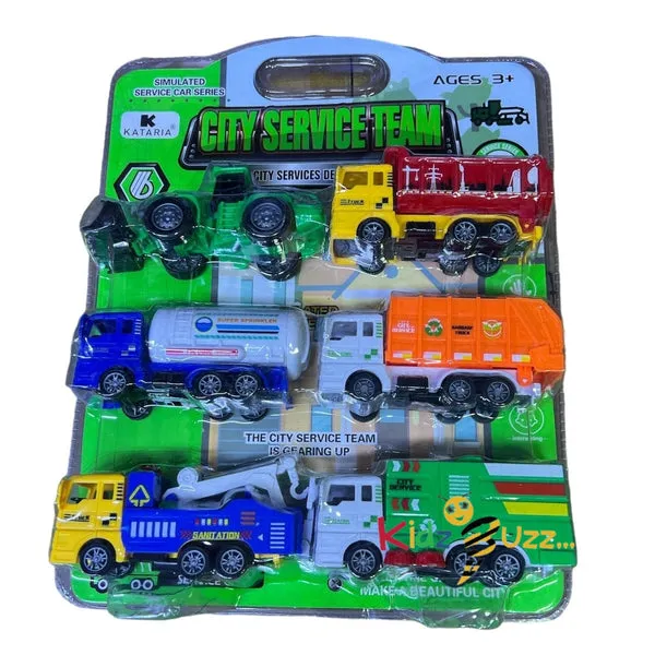 6Pcs Construction Vehicle Toy for Kids-Automobile Pull Along Toy Set